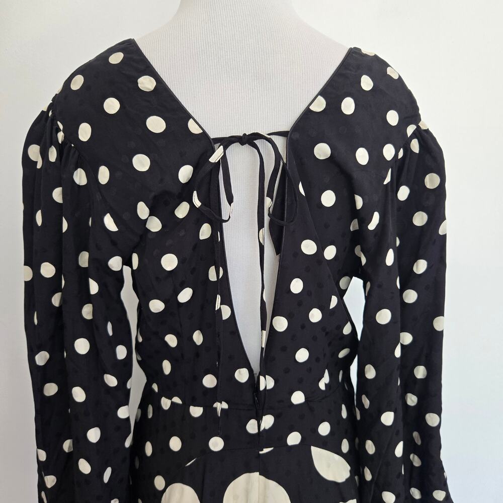 NWT Topshop Avant Garde Dress Polka Dot Plunging Maxi Mixed Dot Graphic Women 8 - Picture 8 of 14